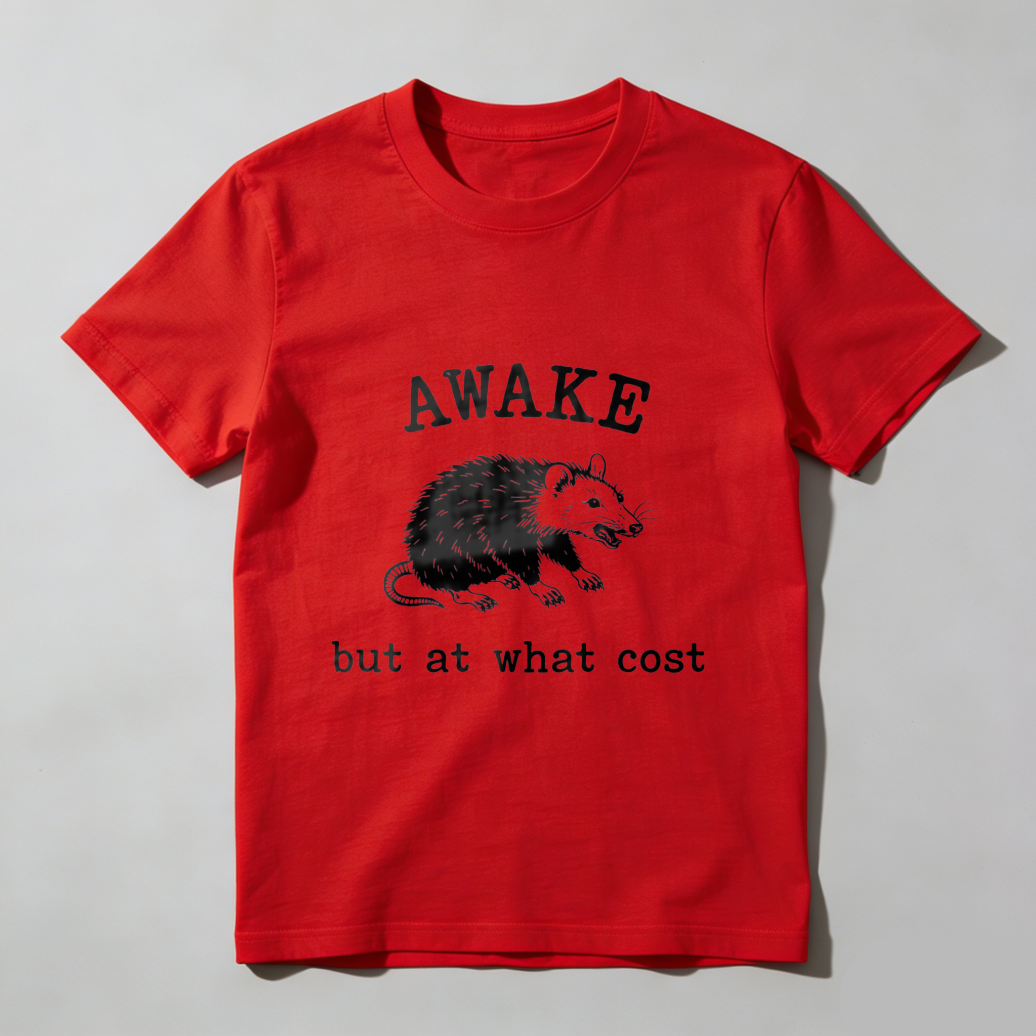 Awake But At What Cost Rat Graphic T Shirt Black Men Women Unisex Casual Wear