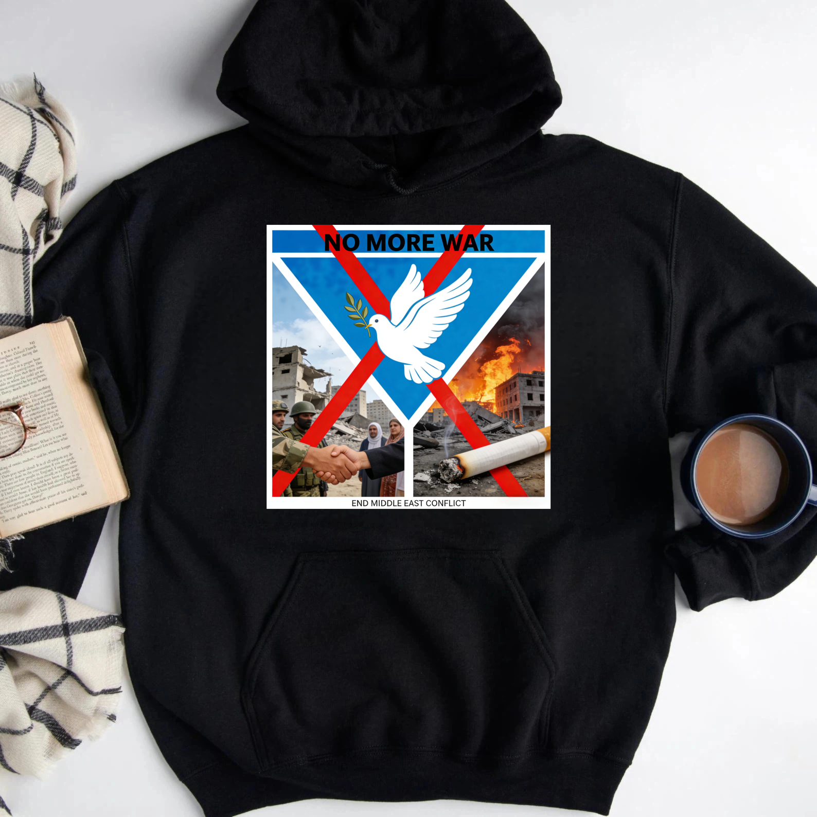 TEECURENT No More War End Middle East Conflict Peace Dove Hoodie For Peace Activists And Anti War Supporters