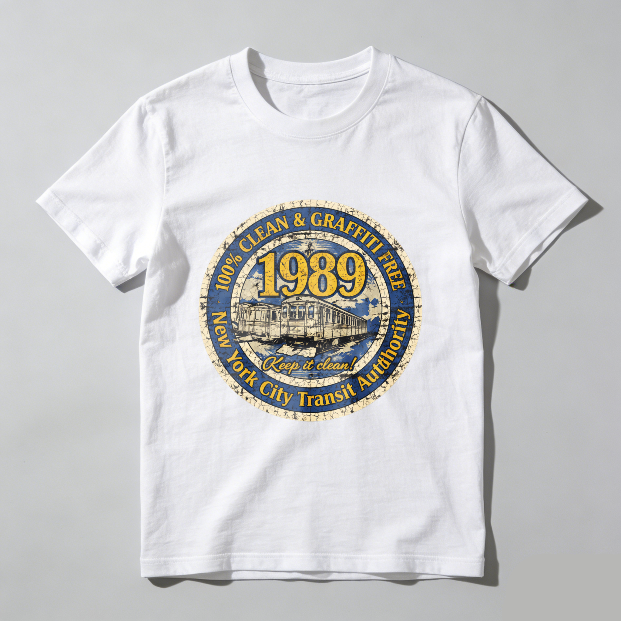New York City Transit Authority 1989 Clean And Graffiti Free Subway Train T-Shirt