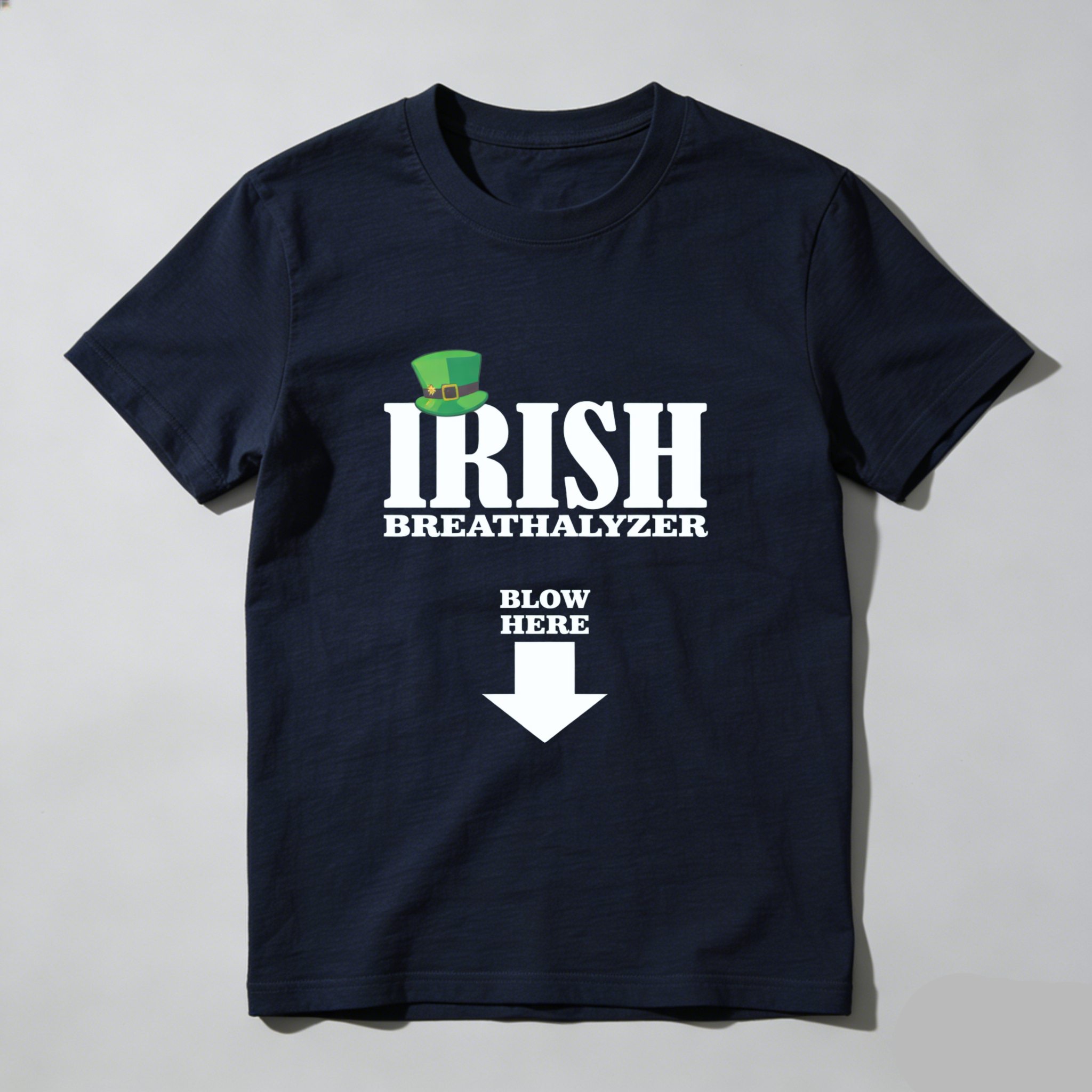 TEECURENT Irish Breathalyzer T-Shirt Blow Here St Patrick's Day Funny Shirt Men Women Unisex Casual Wear