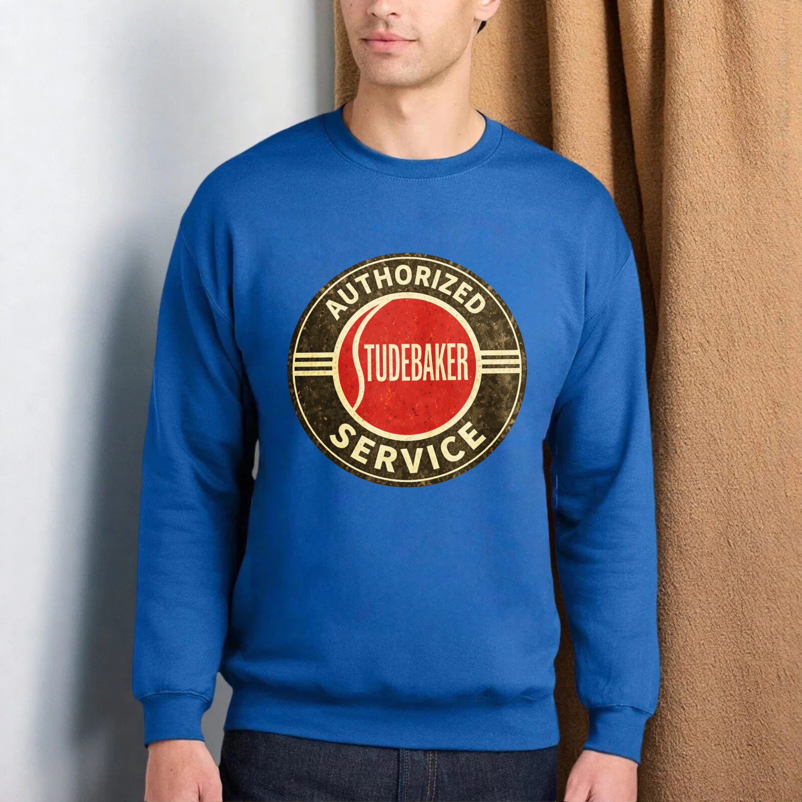 TEECURENT Authorized Studebaker Service Logo Sweatshirt Black Unisex Crewneck Pullover Long Sleeve Casual Wear