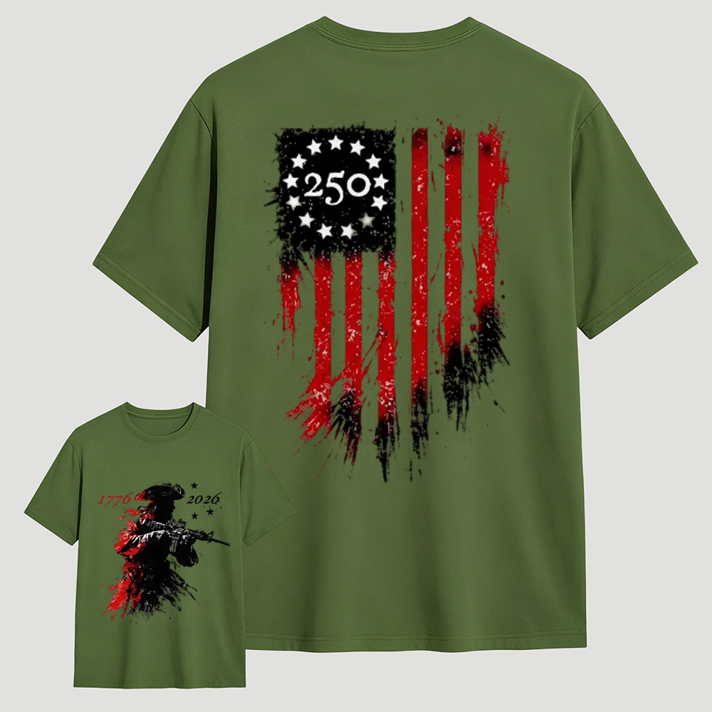 250 Years Of Courage Shirt 1776 2026 Patriotic Soldier Graphic Tee