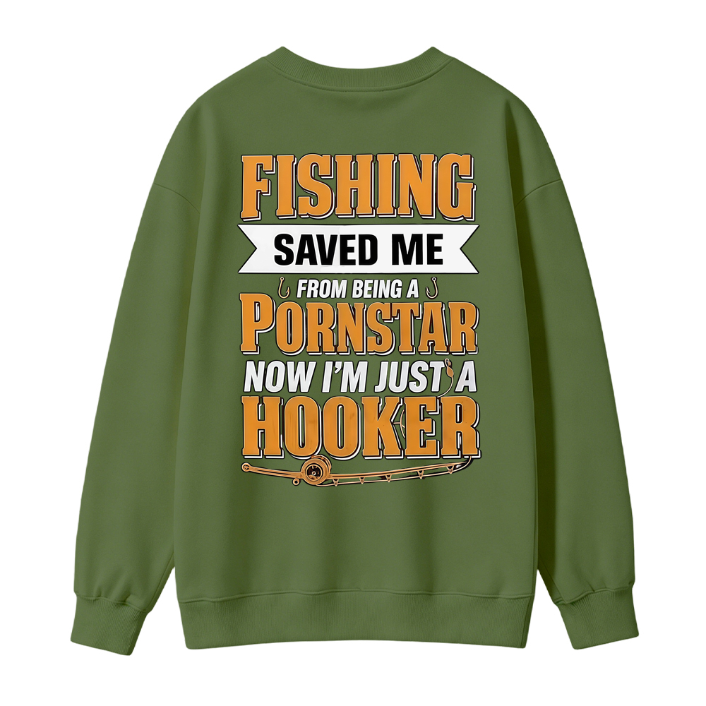 Funny Fishing Saved Me T-Shirt - Humor Graphic Sweatshirt for Anglers