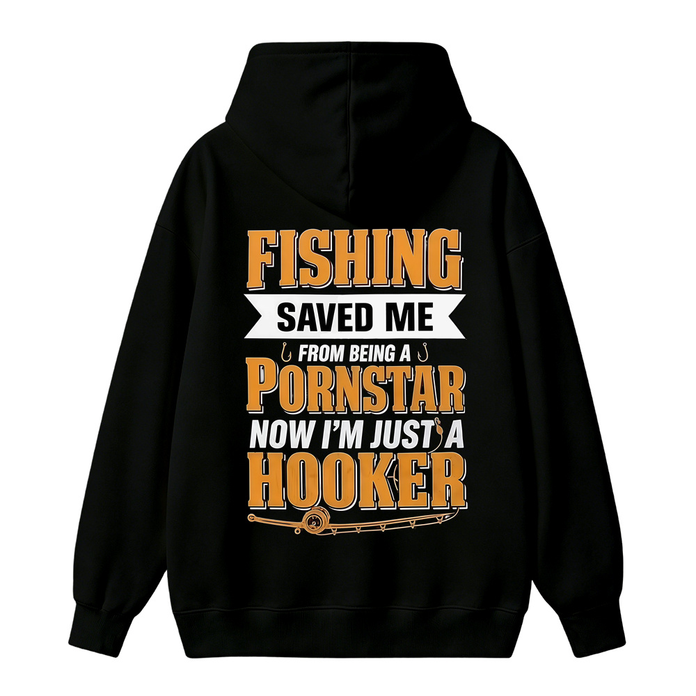 Funny Fishing Saved Me T-Shirt - Humor Graphic Hoodie for Anglers