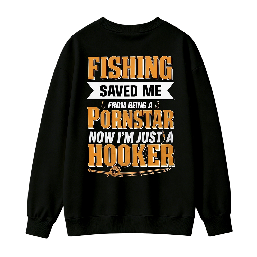 Funny Fishing Saved Me T-Shirt - Humor Graphic Sweatshirt for Anglers