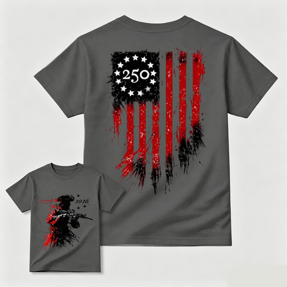 250 Years Of Courage Shirt 1776 2026 Patriotic Soldier Graphic Tee
