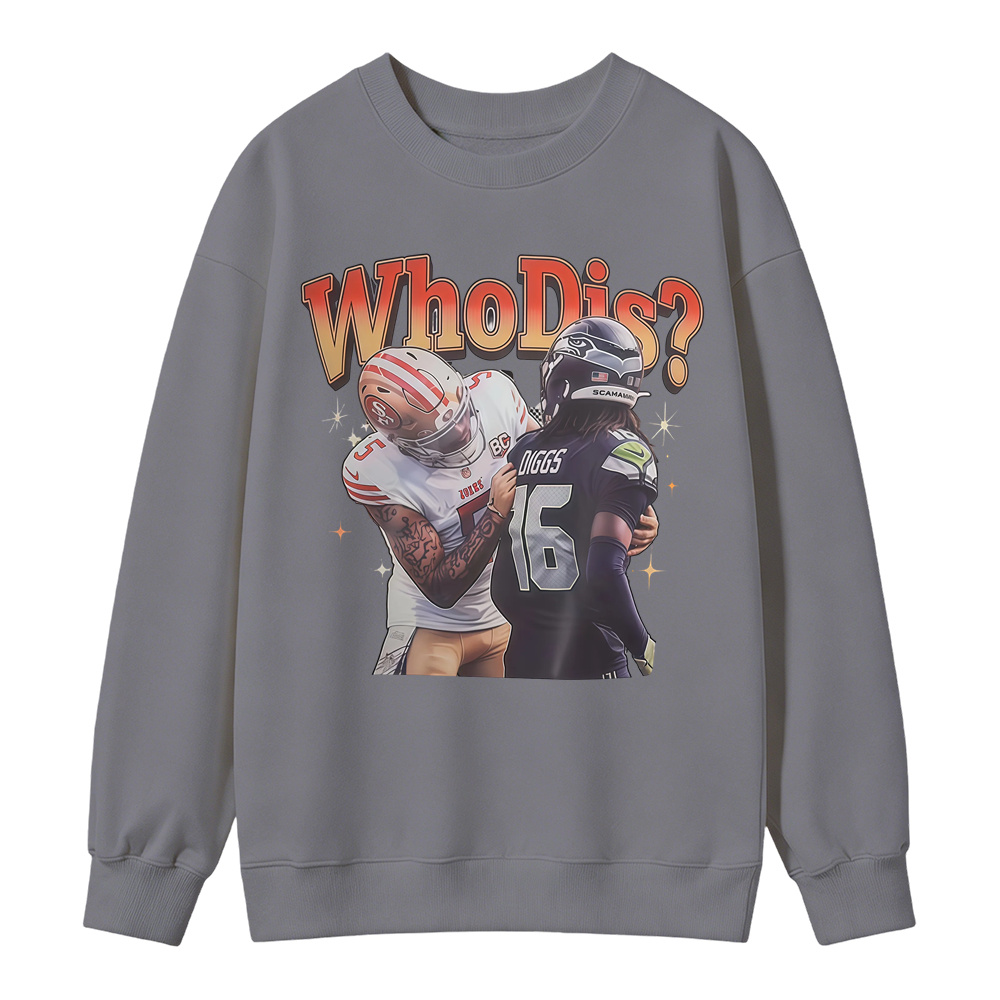 Who Dis Football Rivalry Graphic Sweatshirt - Funny Football Player Meme Sports Sweatshirt
