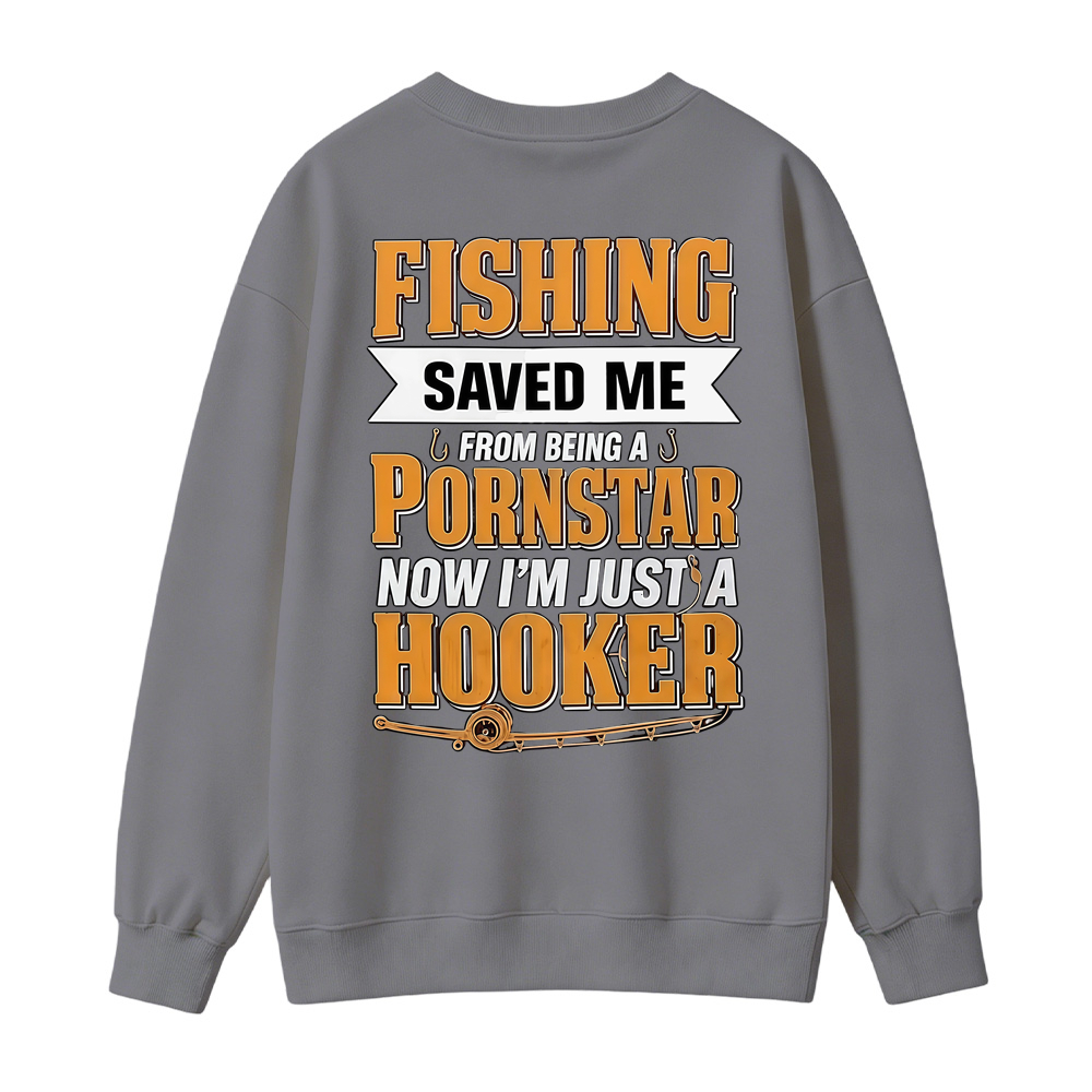 Funny Fishing Saved Me T-Shirt - Humor Graphic Sweatshirt for Anglers