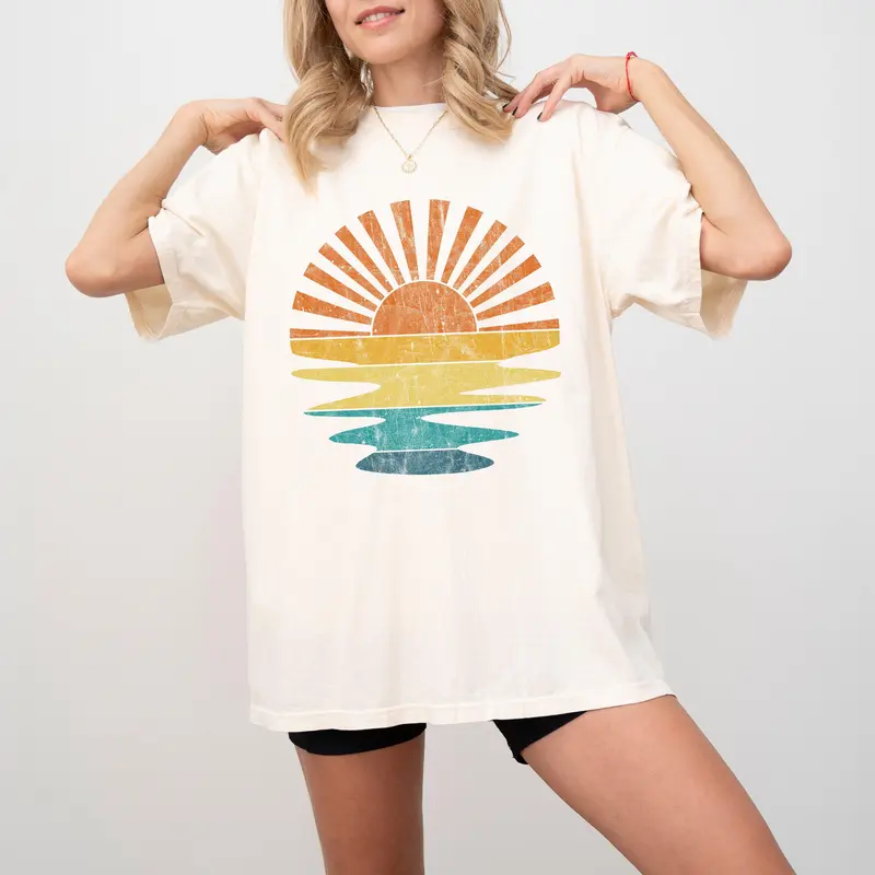 Colorful Beach Sunset, Summer Vibes, California Dreaming, Vacation, Hot Girl Summer, Tshirt, Women's Comfort Color Tee, Tshirt