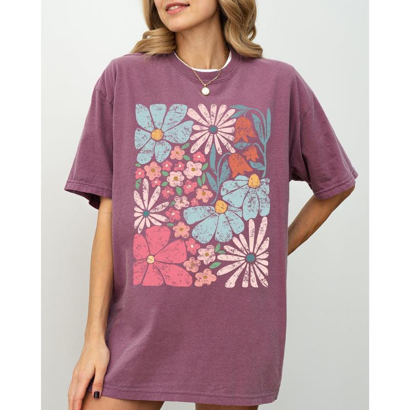 Blossoms, Gorgeous Abstract Flowers, Boho Floral Design, Summer Vibes, Gardening, Festival, Nature Shirt, Women's Comfort Color Tee, Tshirt