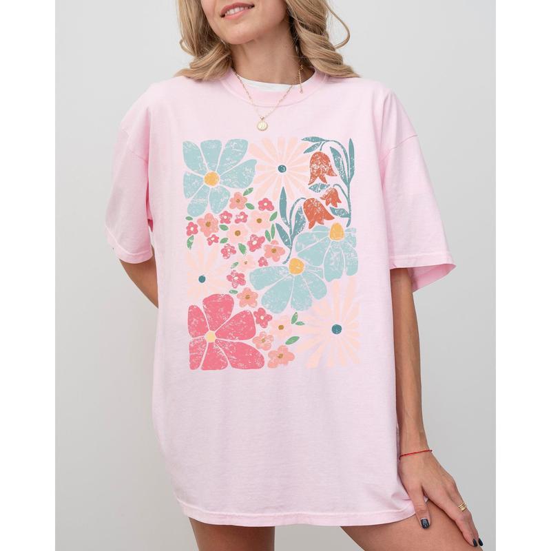 Blossoms, Gorgeous Abstract Flowers, Boho Floral Design, Summer Vibes, Gardening, Festival, Nature Shirt, Women's Comfort Color Tee, Tshirt
