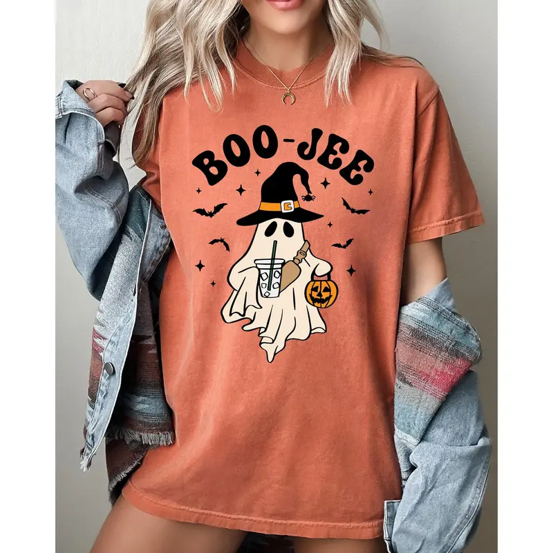 Boo-Jee, Cowboy Ghost, Western, Skeleton, Witch, Skull, Aesthetic, Meme, Halloween, Costume, Tshirt, Women's Comfort Color Tee, Tshirt Cotton Top