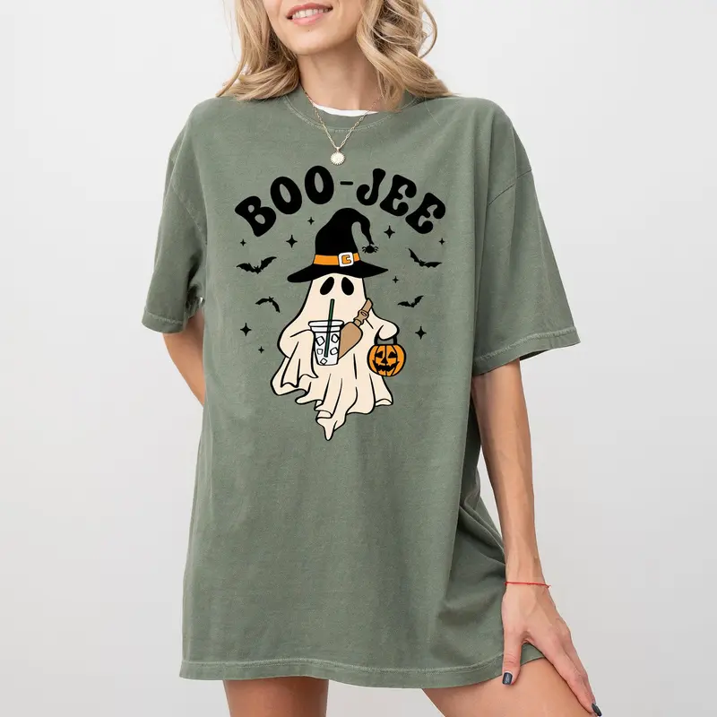 Boo-Jee, Cowboy Ghost, Western, Skeleton, Witch, Skull, Aesthetic, Meme, Halloween, Costume, Tshirt, Women's Comfort Color Tee, Tshirt Cotton Top
