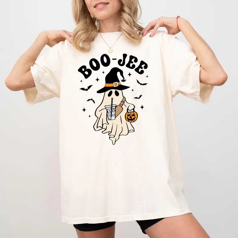 Boo-Jee, Cowboy Ghost, Western, Skeleton, Witch, Skull, Aesthetic, Meme, Halloween, Costume, Tshirt, Women's Comfort Color Tee, Tshirt Cotton Top