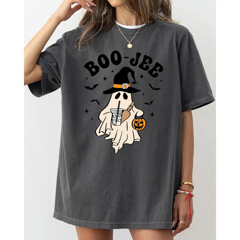 Boo-Jee, Cowboy Ghost, Western, Skeleton, Witch, Skull, Aesthetic, Meme, Halloween, Costume, Tshirt, Women's Comfort Color Tee, Tshirt Cotton Top