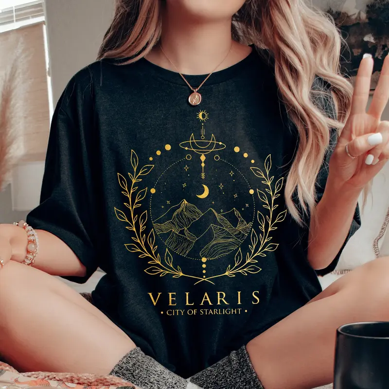 ACOTAR Velaris, City of Starlight Boho Comfort Colors Tshirt, Circle