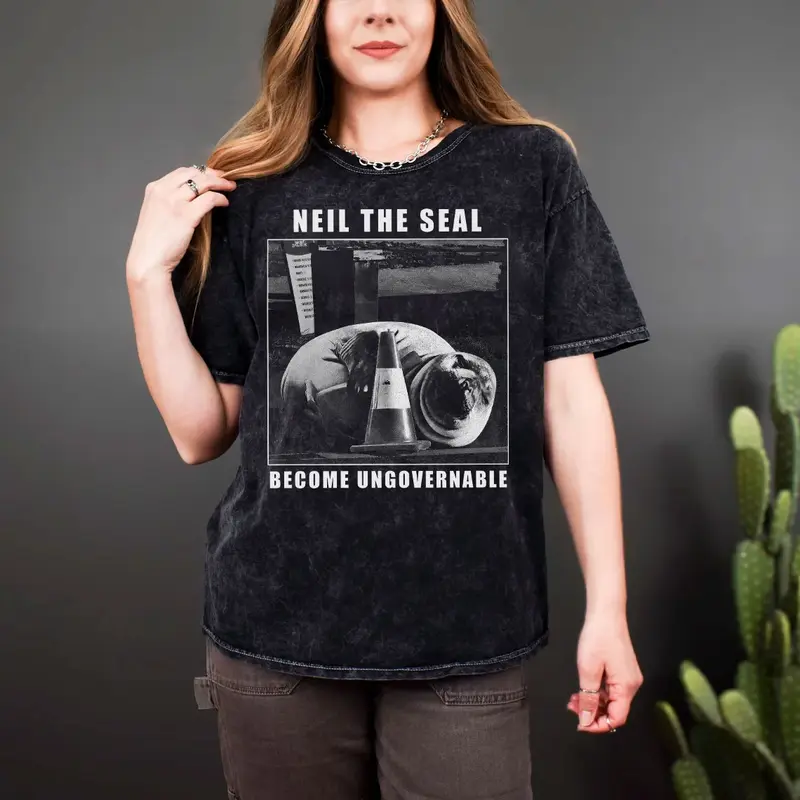 Vintage Neil The Seal Become Ungovernable Shirt, Funny Animal Meme T-Shirt, Retro Tasmania Elephant Seal Graphic Tee, Streetwear
