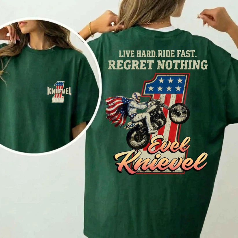 Daredevil Legend Evel Tee – Live Hard Ride Fast T-Shirt, American Rider Unisex Cotton Shirt, Cool Biker Gift