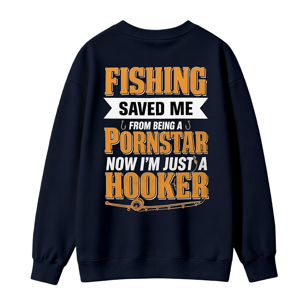 Funny Fishing Saved Me T-Shirt - Humor Graphic Sweatshirt for Anglers
