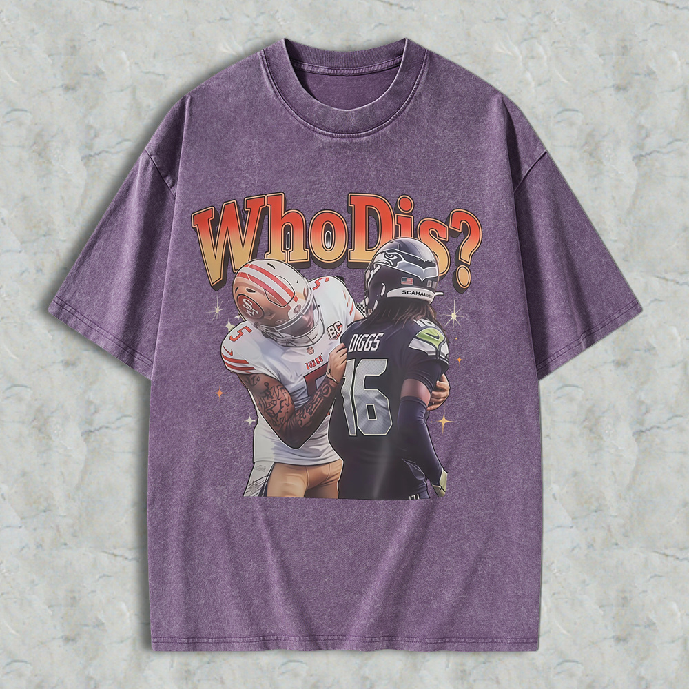 Who Dis Football Rivalry Graphic Washed T-shirt - Funny Football Player Meme Sports Washed Tee