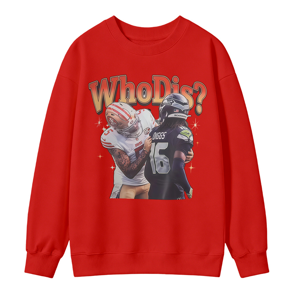 Who Dis Football Rivalry Graphic Sweatshirt - Funny Football Player Meme Sports Sweatshirt