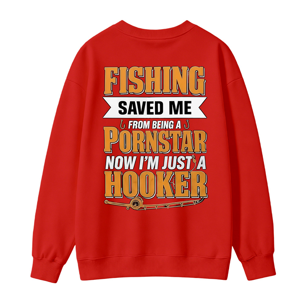 Funny Fishing Saved Me T-Shirt - Humor Graphic Sweatshirt for Anglers