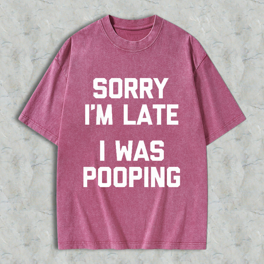 Sorry I M Late I Was Pooping Unisex Classic Washed T-shirt