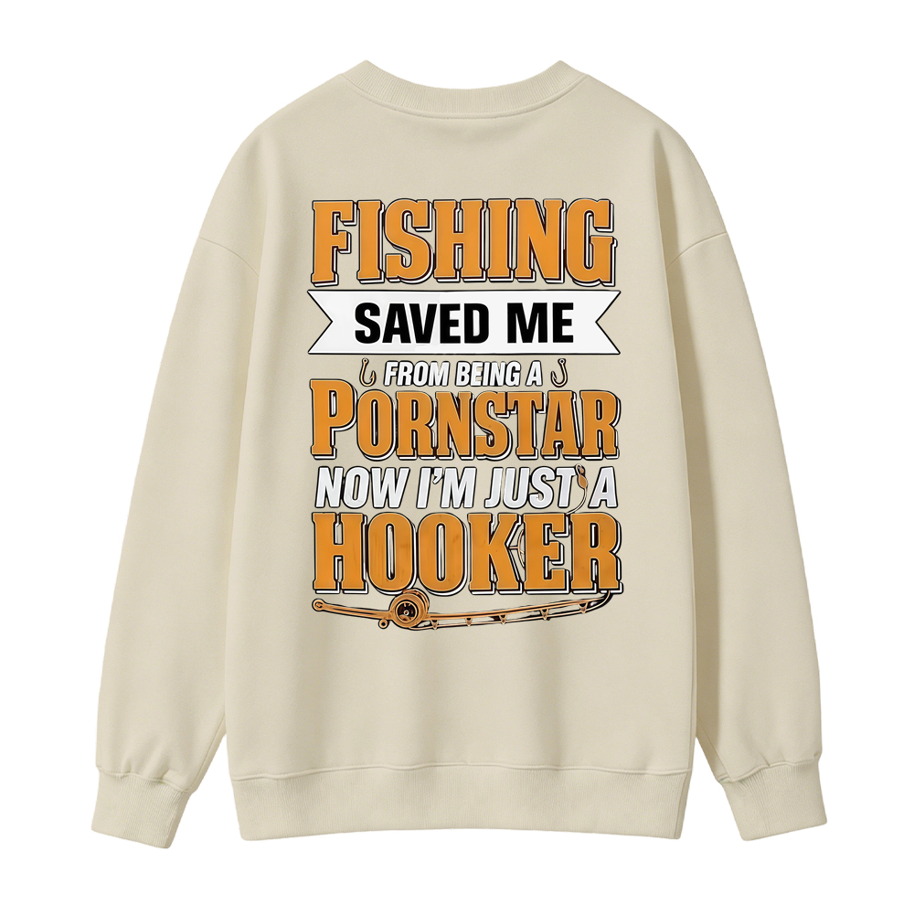 Funny Fishing Saved Me T-Shirt - Humor Graphic Sweatshirt for Anglers