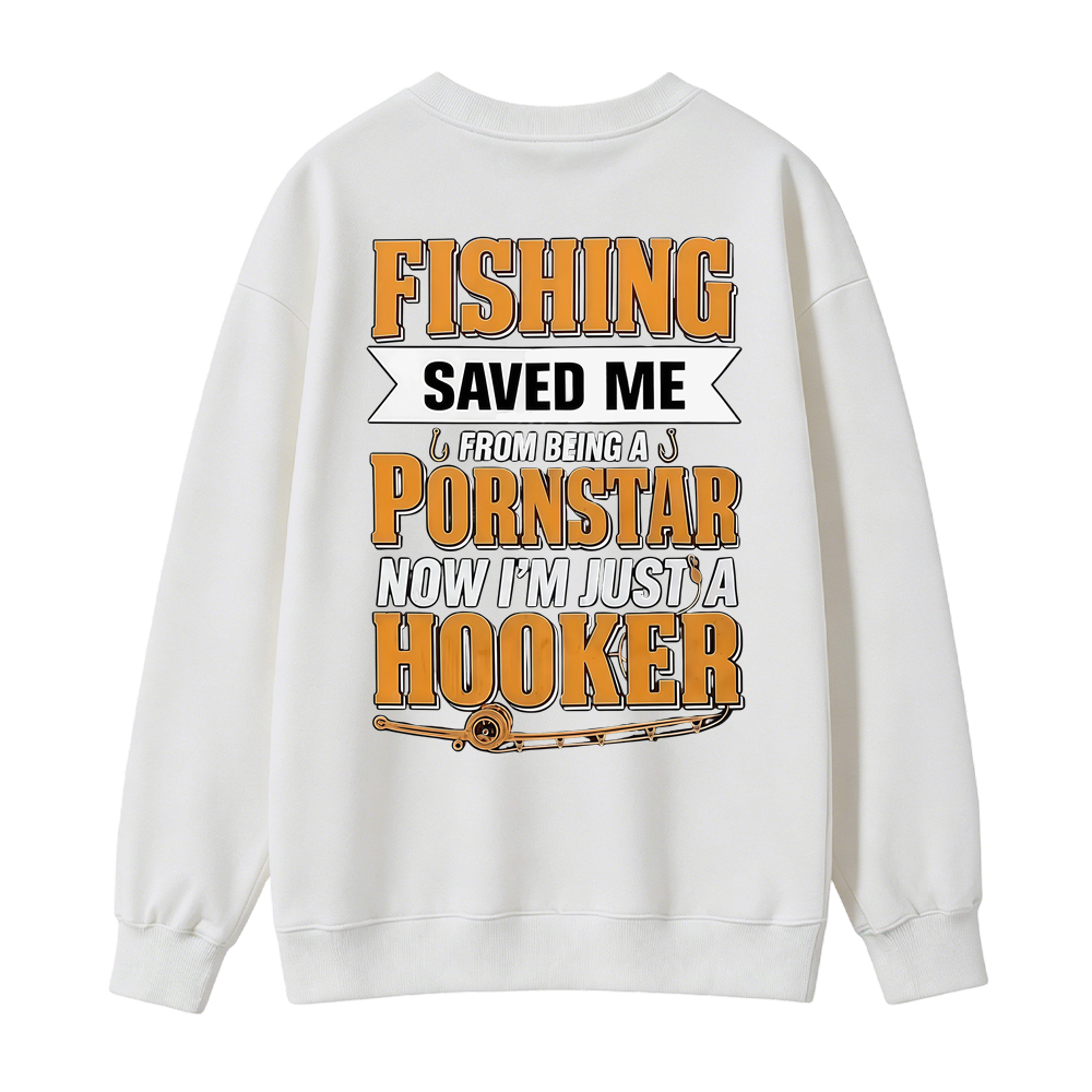 Funny Fishing Saved Me T-Shirt - Humor Graphic Sweatshirt for Anglers