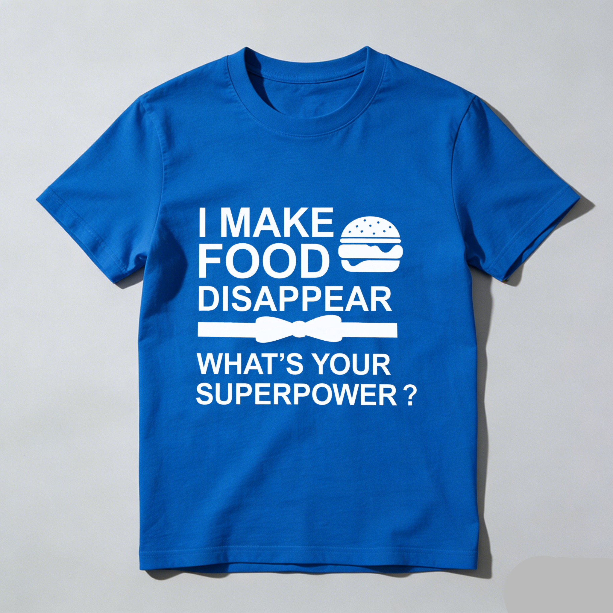 TEECURENT I Make Food Disappear What Is Your Superpower Funny T-Shirt For Men Women Humor Gift Shirt With Burger Graphic And Bow Tie Design WOMEN