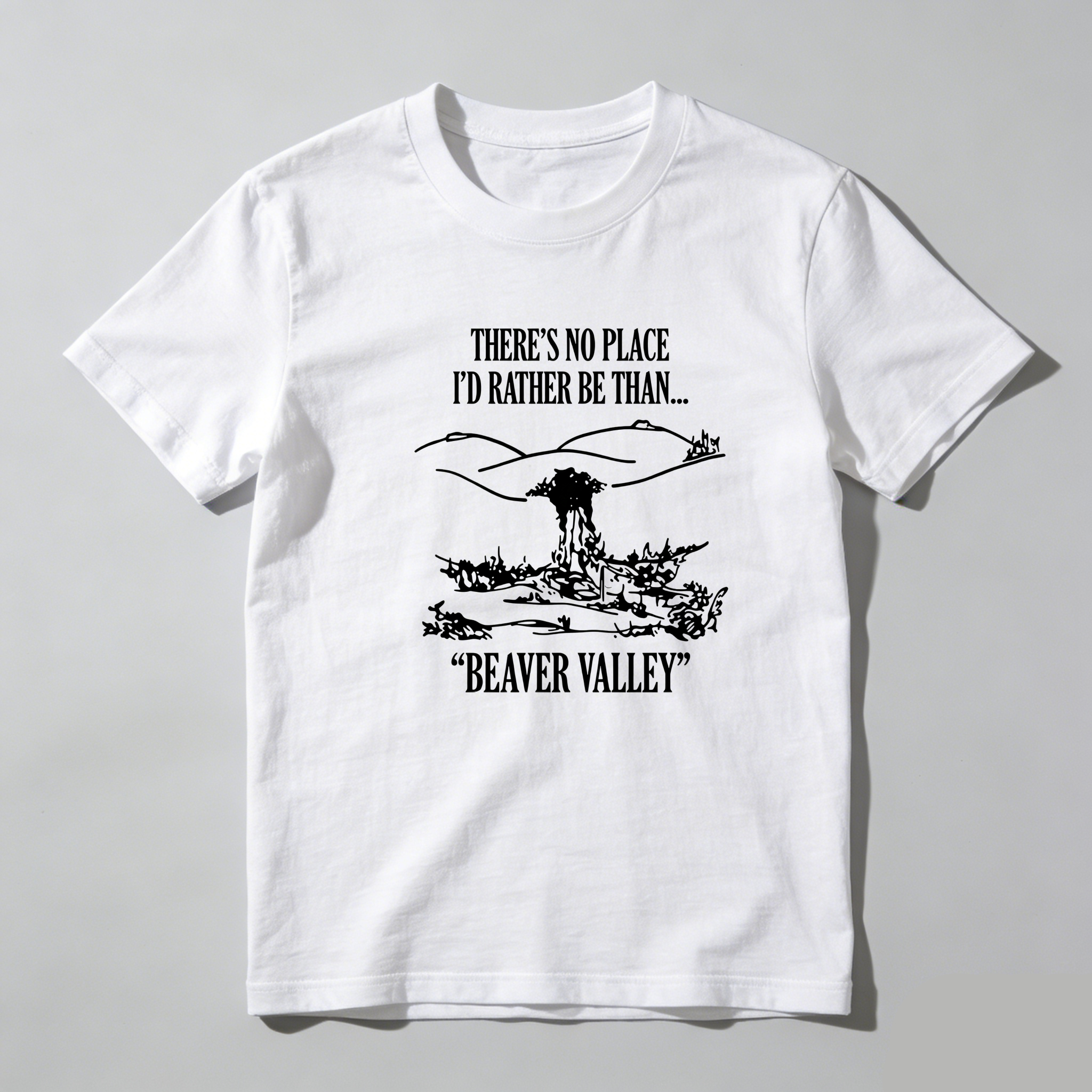 TEECURENT Beaver Valley Nature Landscape Pure Cotton Short Sleeve T-Shirt-TeeCurent