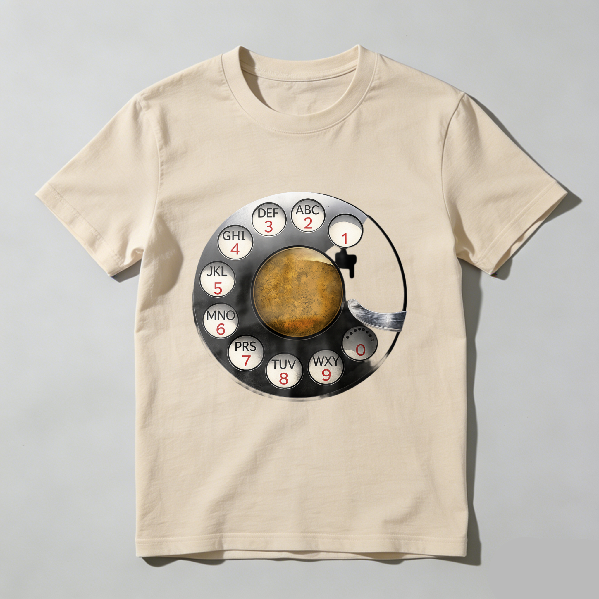 Retro Rotary Phone Dial Design Black T-Shirt Made In Usa