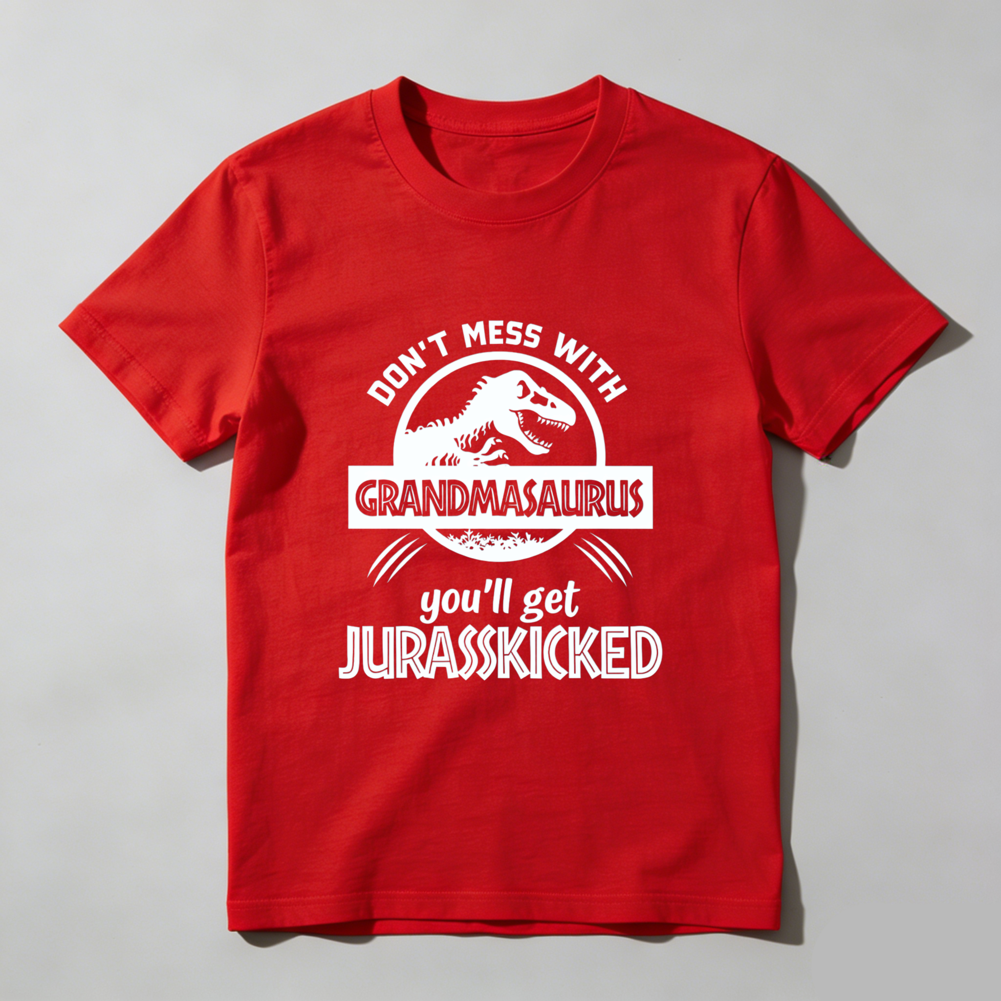 TEECURENT Dont Mess With Grandmasaurus Youll Get Jurasskicked Funny Dinosaur Shirt For Grandma Mother Birthday Gift Humor Tshirt WOMEN
