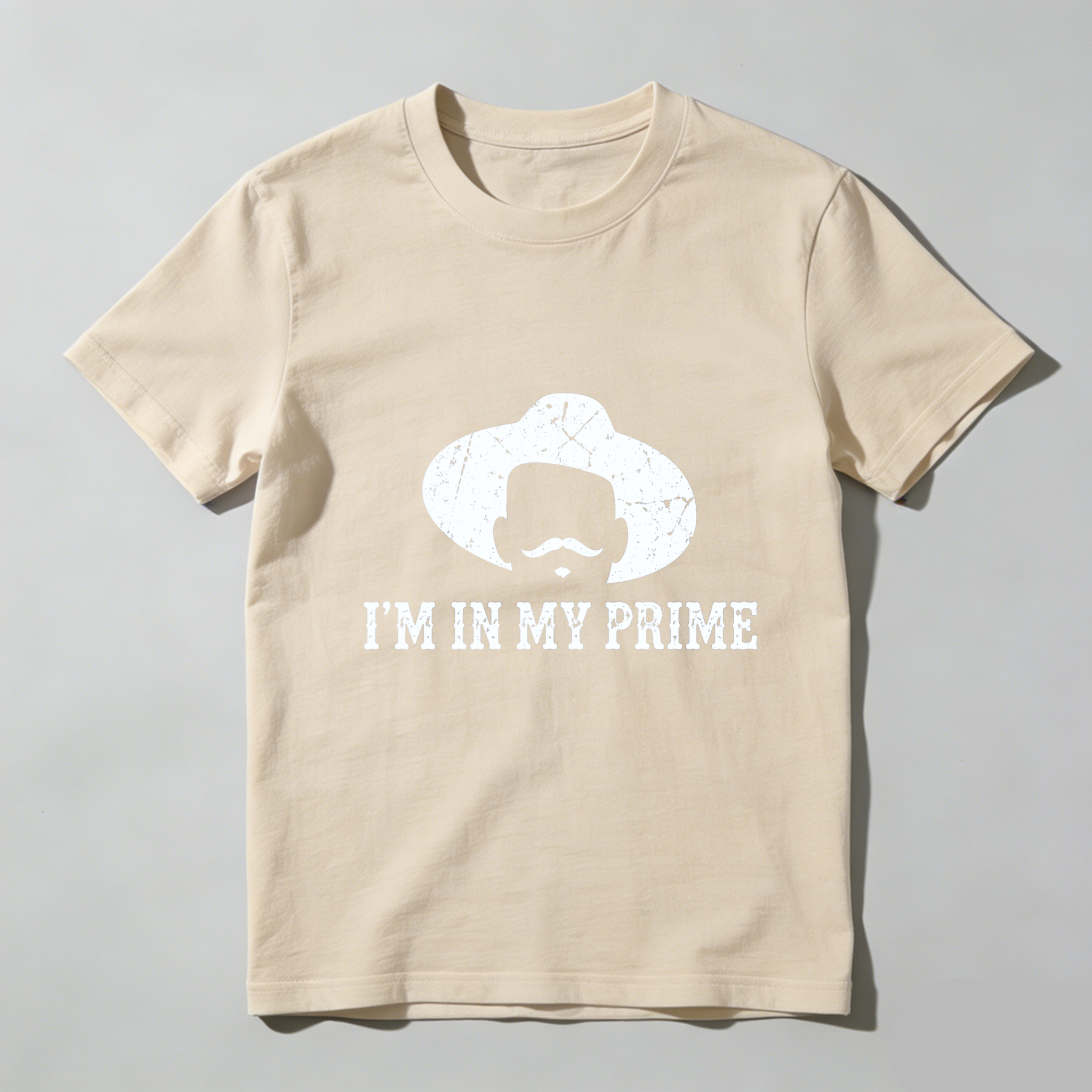 TEECURENTI Am In My Prime Cowboy Hat Mustache T-Shirt Men Women Unisex Black Graphic Tee Funny Humor Shirt-TeeCurent