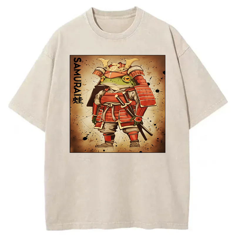 Samurai Frog In Red Armor With Sword tshirt 100% cotton