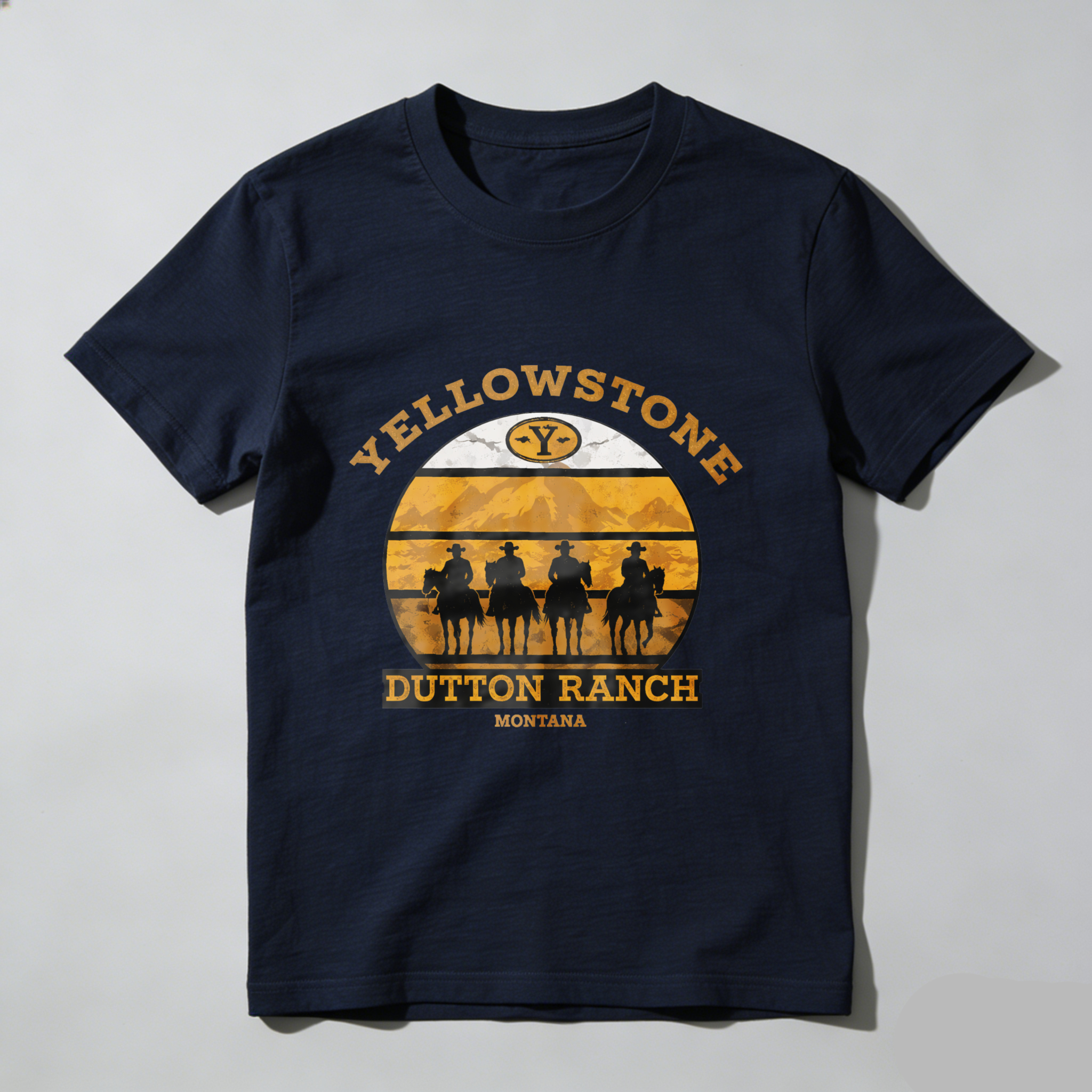 TEECURENT Yellowstone Dutton Ranch Montana Western Cowboy Horse Riding T-Shirt