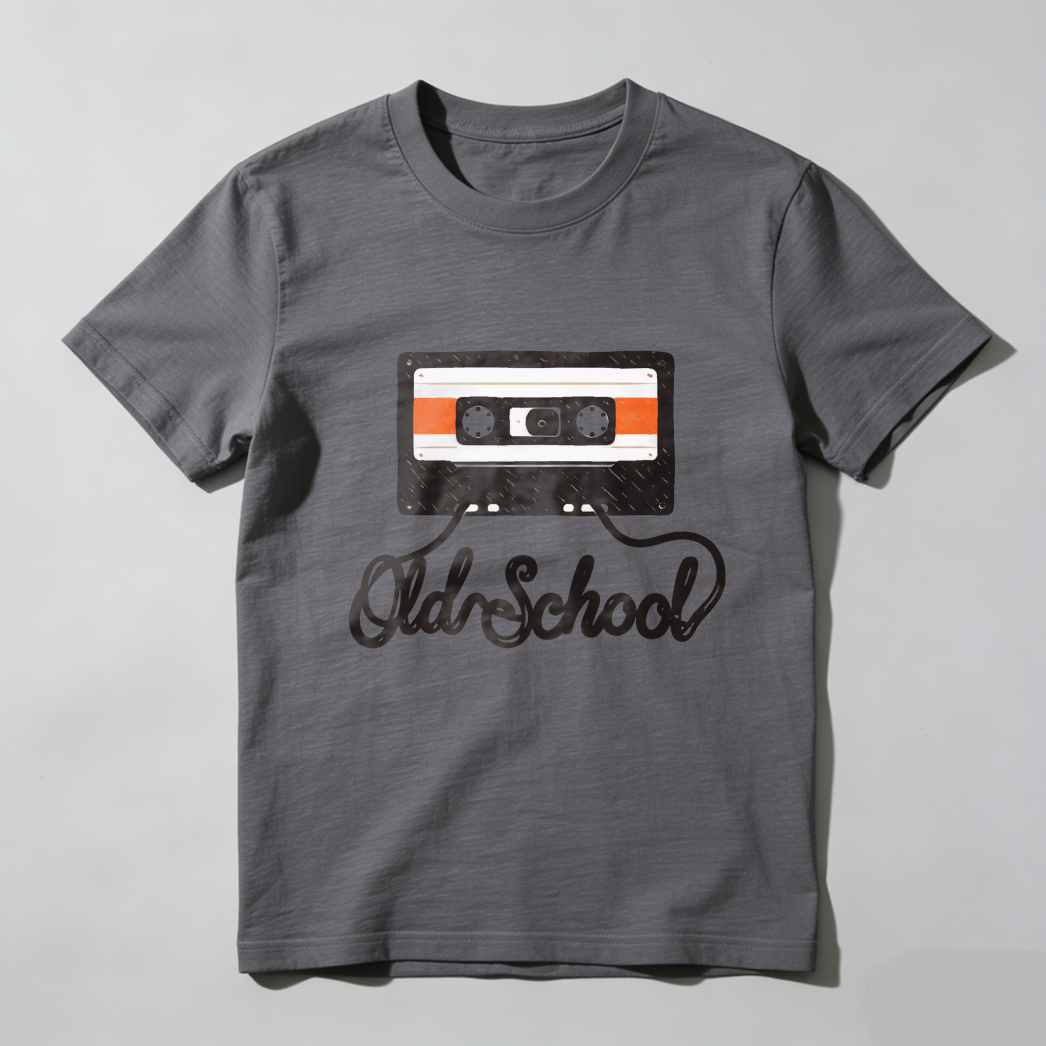 TEECURENTOld School Cassette Tape Retro Music T Shirt Vintage Style Unisex Black Tee-TeeCurent