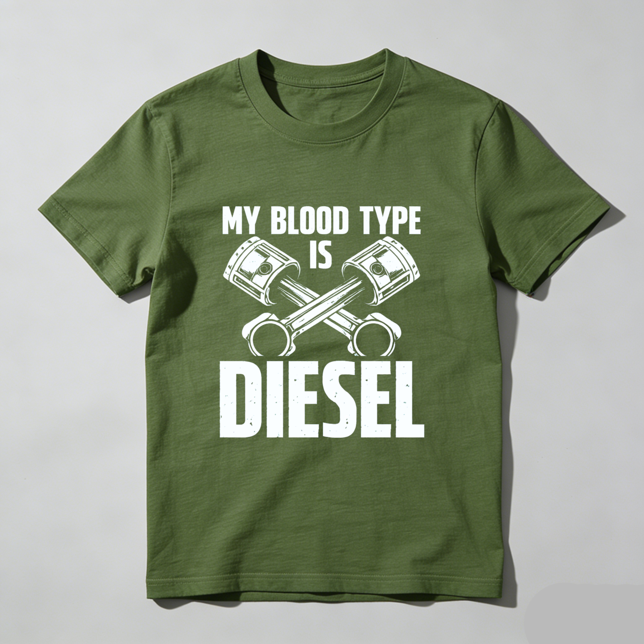 My Blood Type Is Diesel T Shirt For Car Enthusiasts And Diesel Engine Lovers With Piston Design