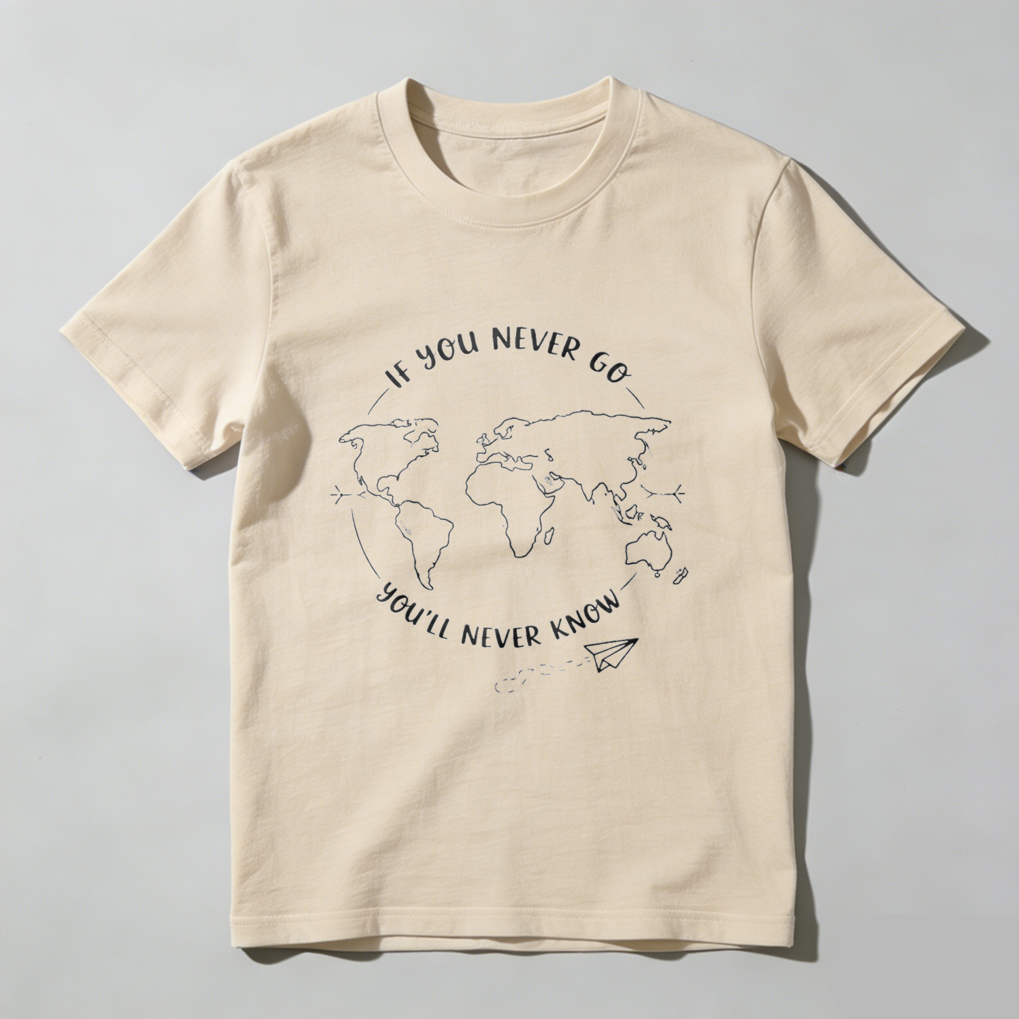 TEECURENT If You Never Go Youll Never Know World Map Travel Inspired T Shirt WOMEN