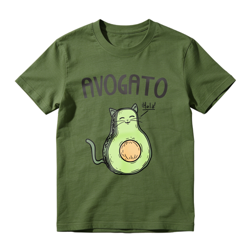 Avocado Cat With Hola Text Unisex Classic T-shirt