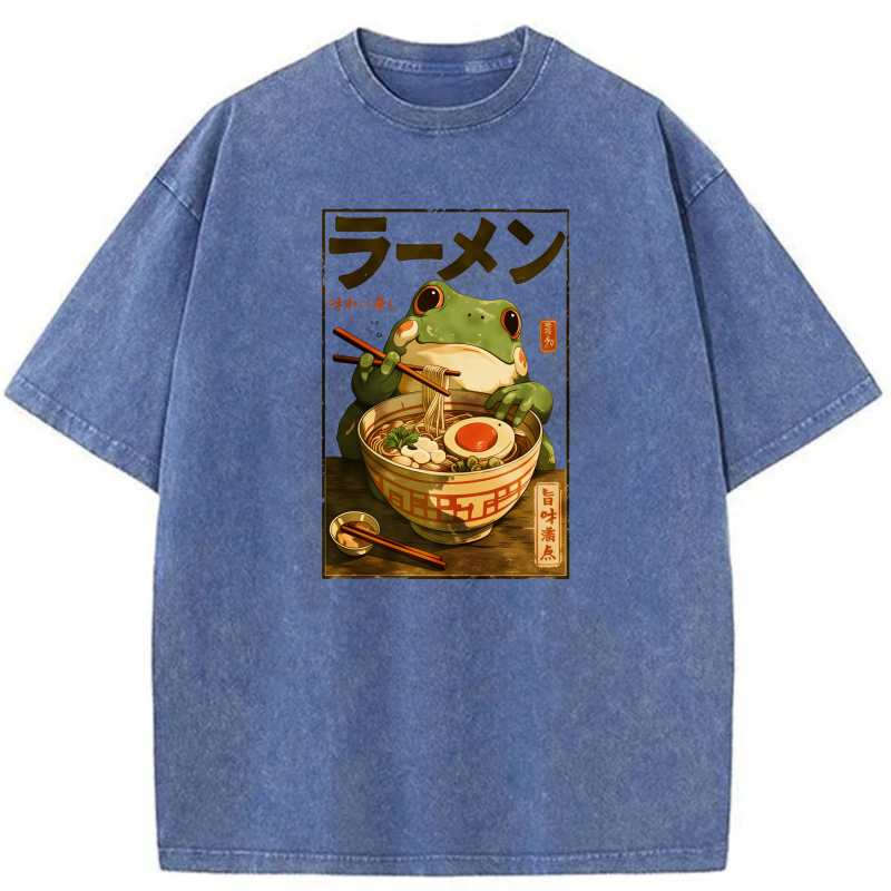 Frog Eating Ramen With Chopsticks And Bowl tshirt 100% cotton