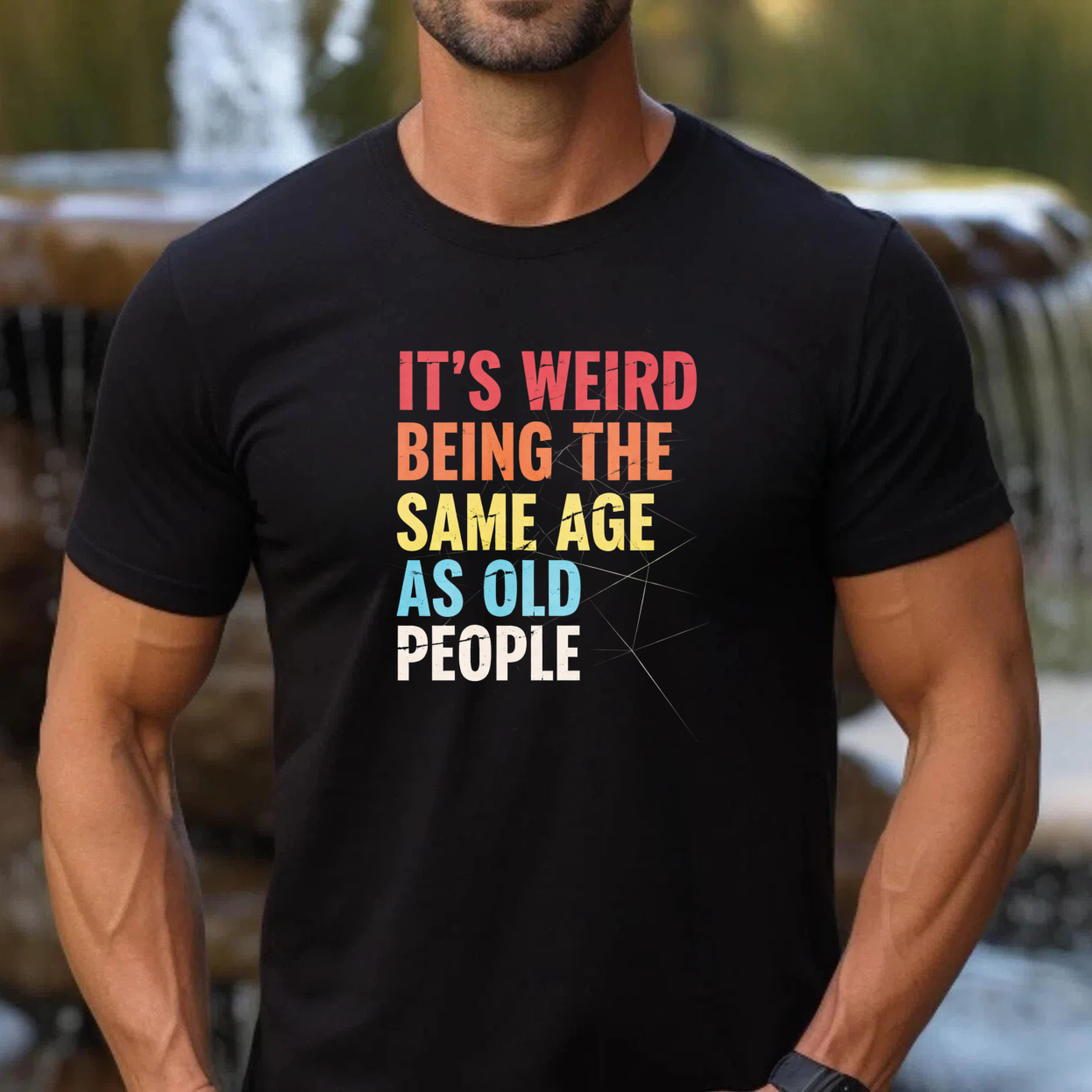 TEECURENTIts Weird Being The Same Age As Old People T Shirt Humor Funny Statement Graphic Tee For Adults Unisex Casual Wear-TeeCurent