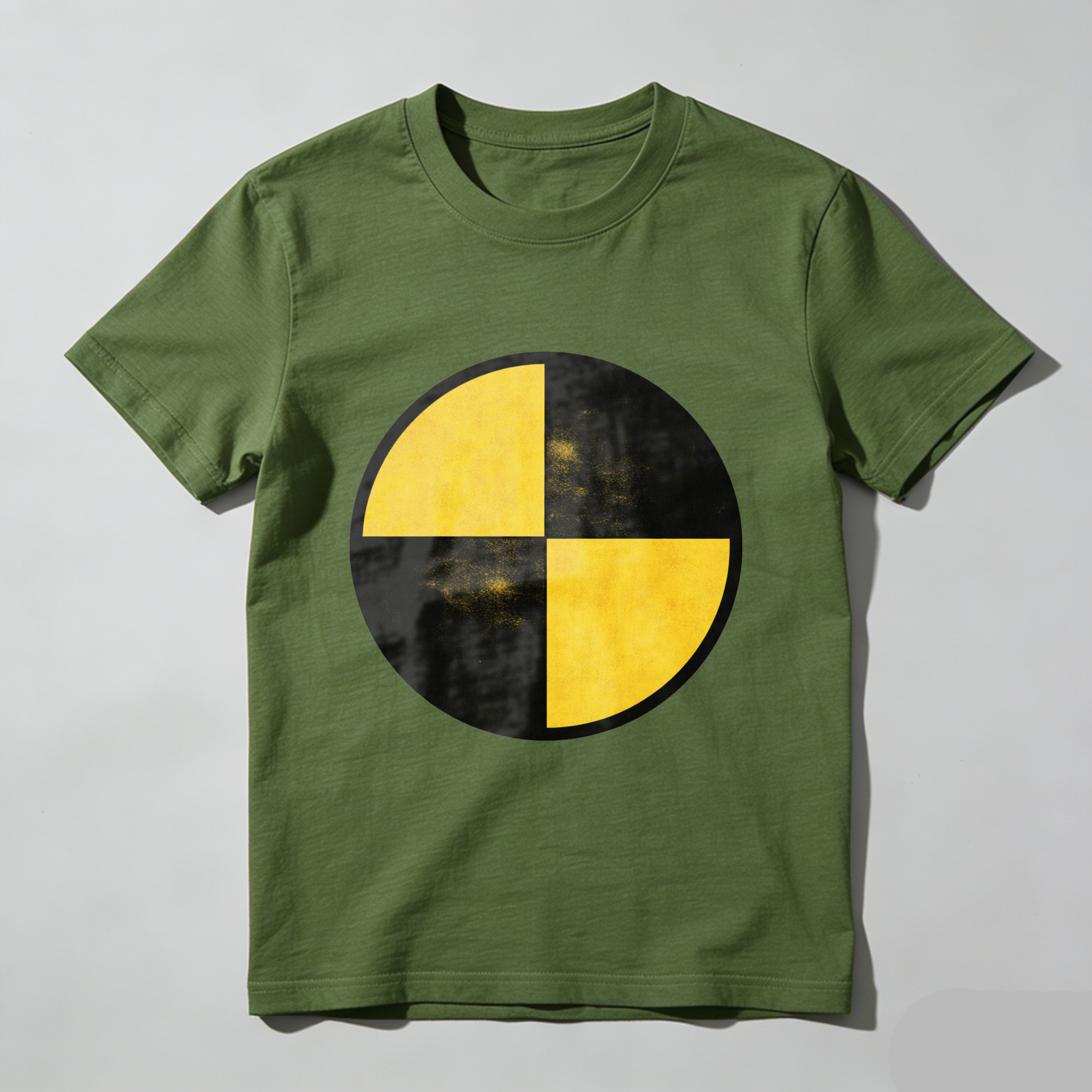 Black T-Shirt With Yellow And Black Circle Design Minimalist Art Graphic Tee Men Women Unisex Casual Wear