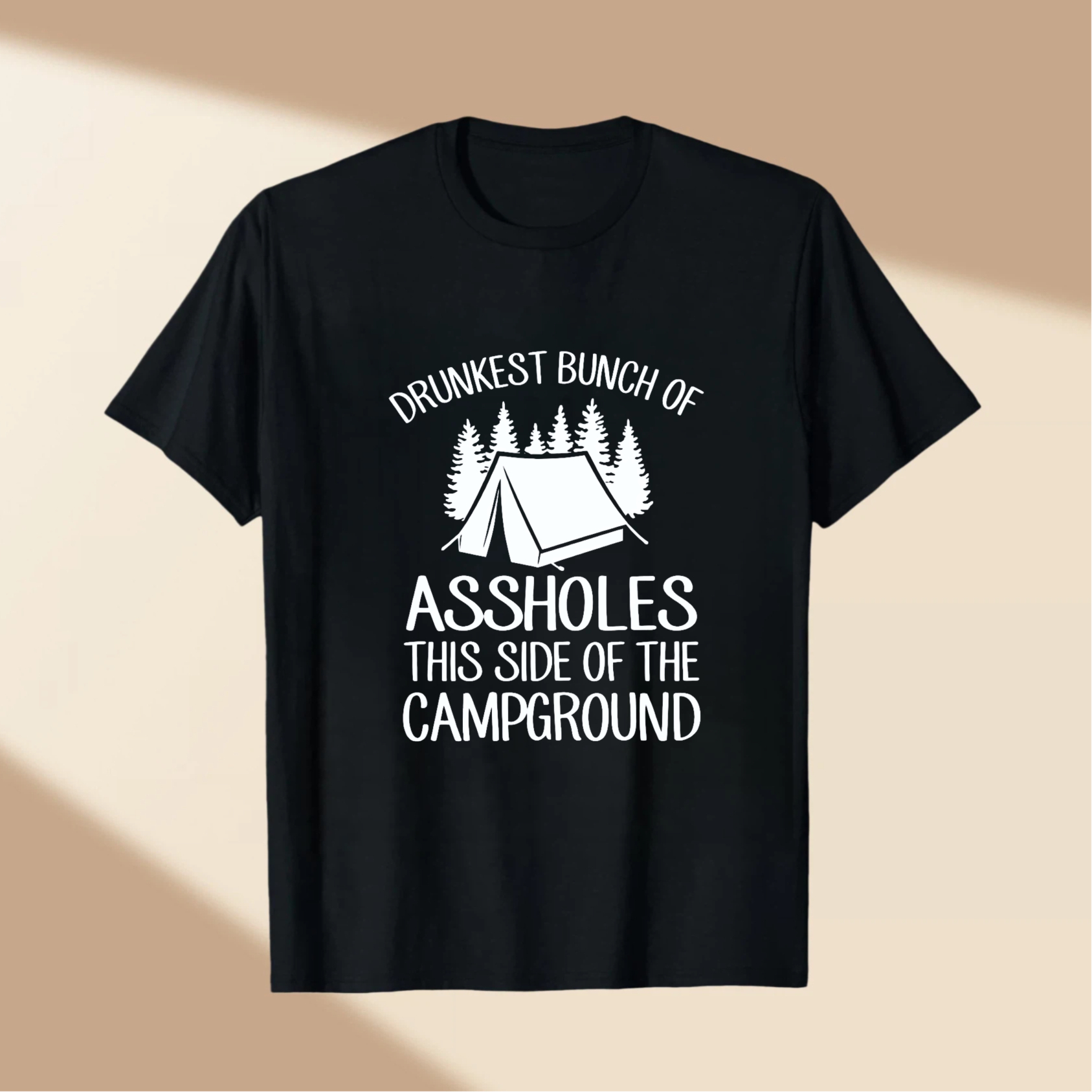 TEECURENT Drunkest Bunch Of Assholes This Side Of The Campground Camping T Shirt Funny Outdoor Adventure Humor Gift For Men Women WOMEN