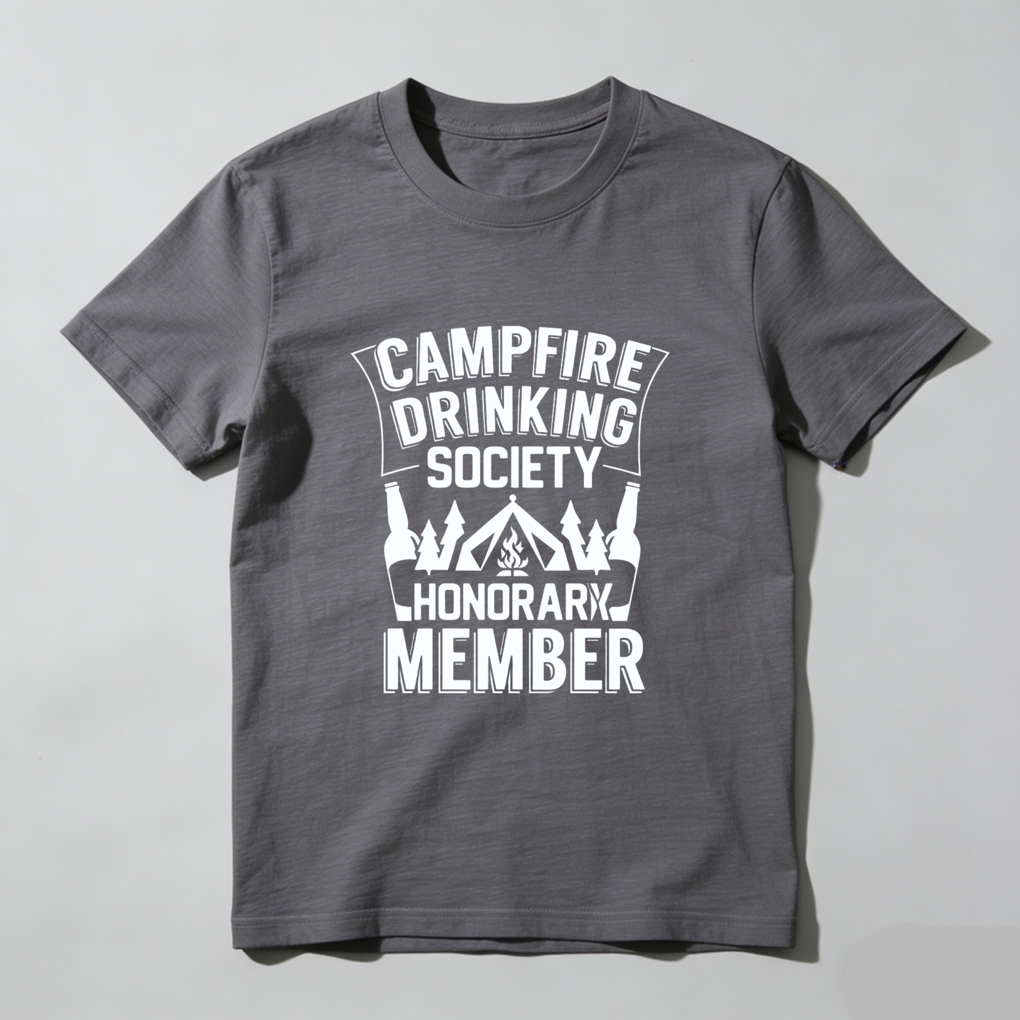 TEECURENT Campfire Drinking Society Honorary Member T-Shirt Outdoor Camping Beer Party Shirt Funny Gift For Men Women WOMEN