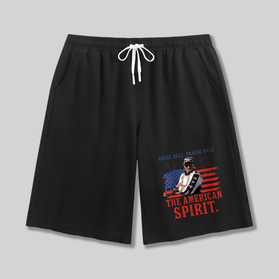 American Flag And Man With Guitar Raise Hell Praise Dale The American Spirit Shorts