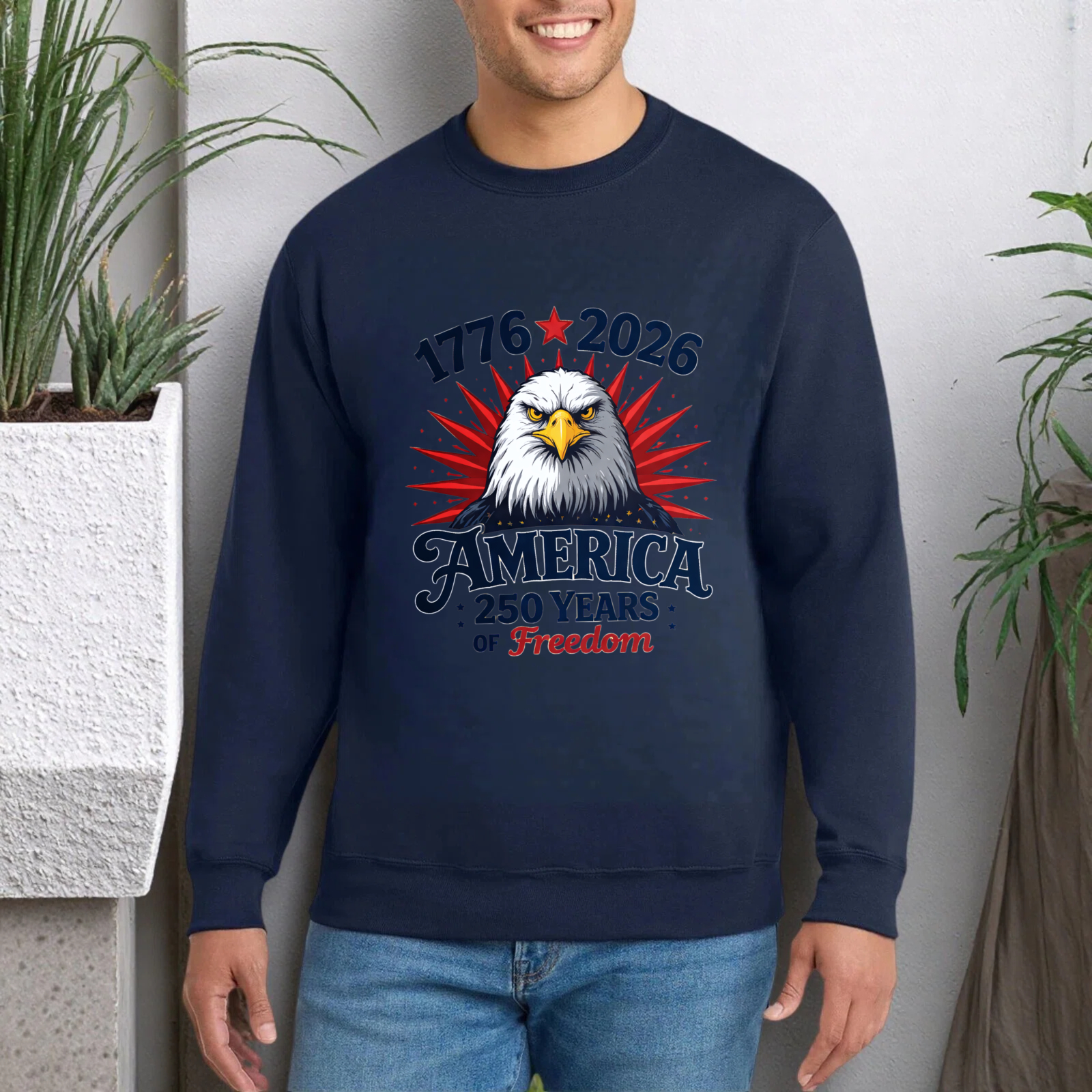 America 1776 2026 250 Years Of Freedom Eagle Sweatshirt Black