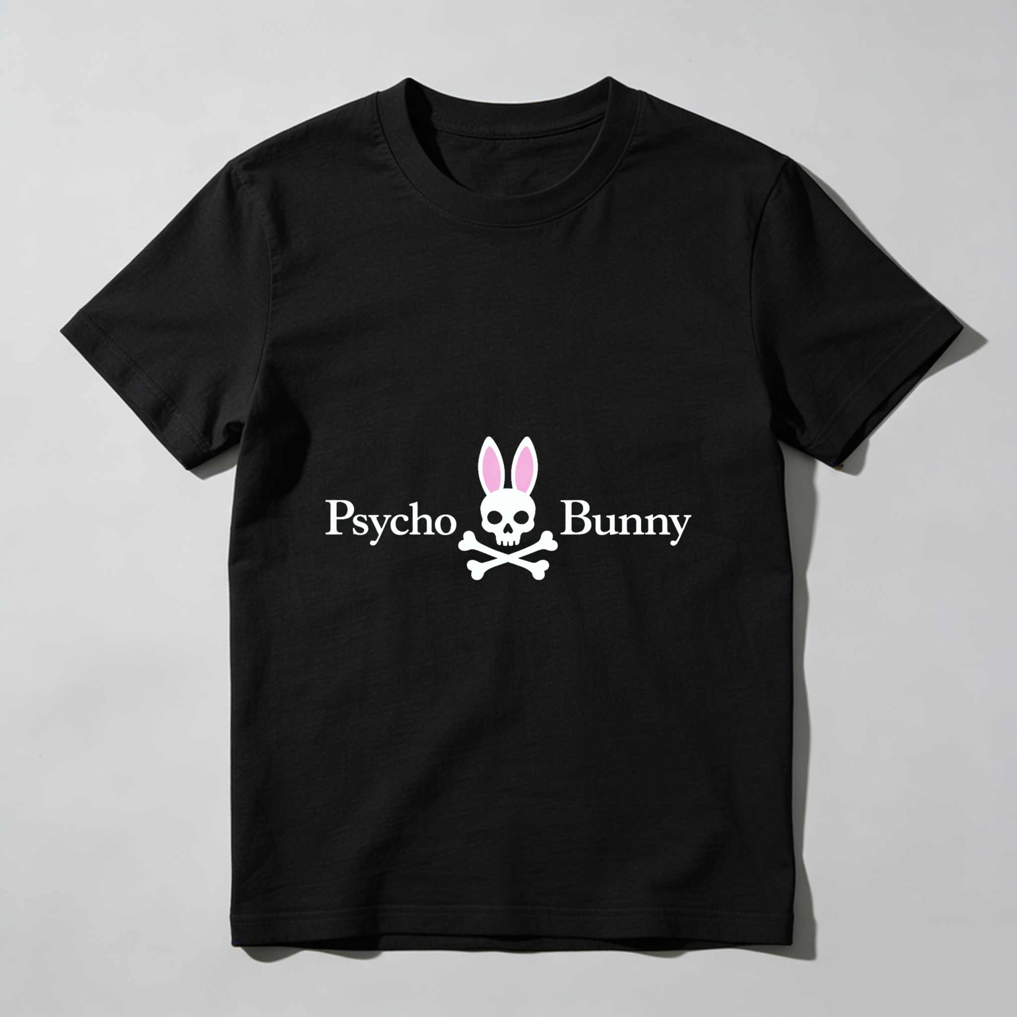 TEECURENT Psycho Bunny Skull And Crossbones T Shirt Black Unisex Casual Graphic Tee For Men Women