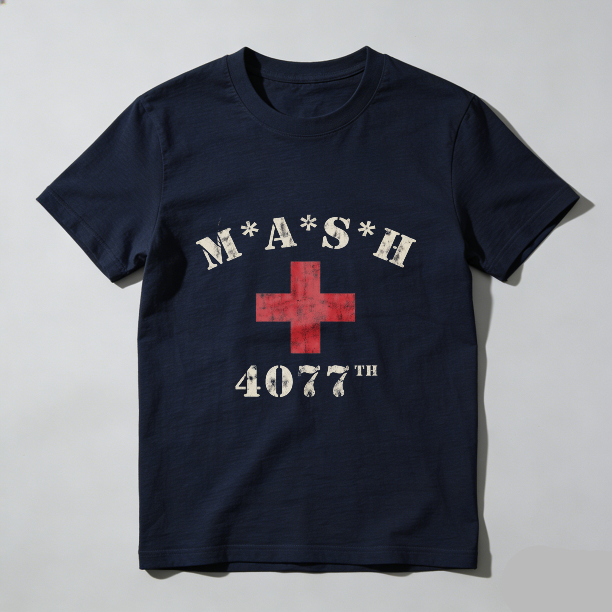 TEECURENT Mash 4077th Military Hospital T-Shirt Black Classic Design Red Cross Emblem Men Women Unisex Apparel