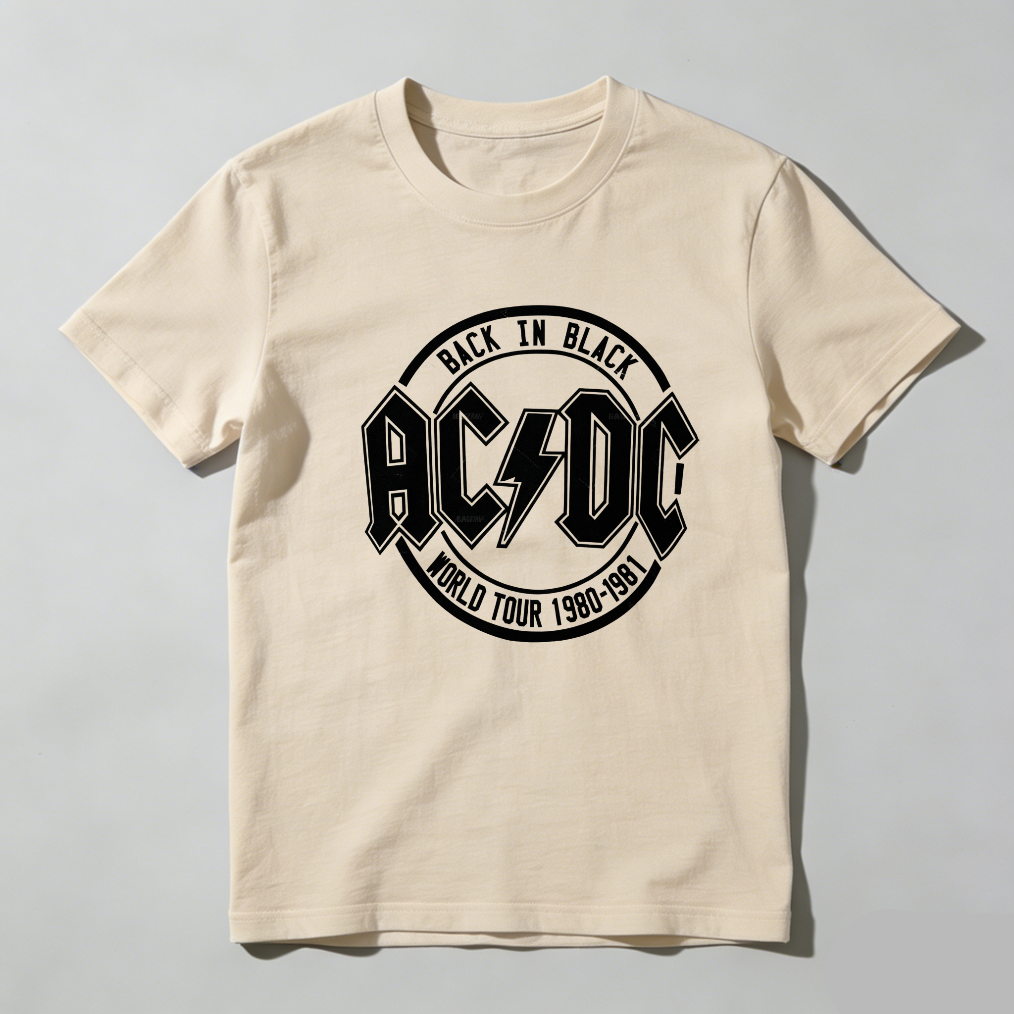 TEECURENT Back In Black Ac Dc World Tour 1980 1981 Pure Cotton Short Sleeve T Shirt-TeeCurent
